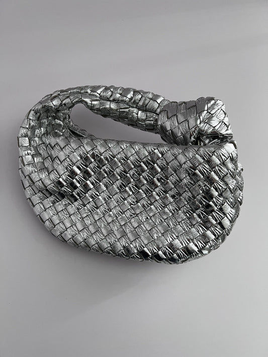 Bottega Veneta metallic silver mini Jodie
