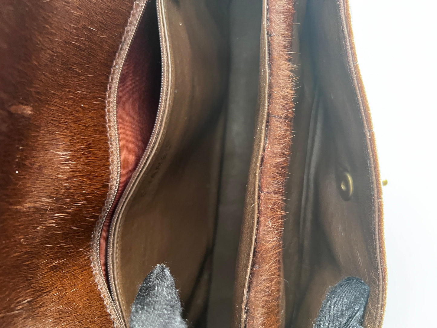 Chanel pony hair & velvet chocolate bar flap bag