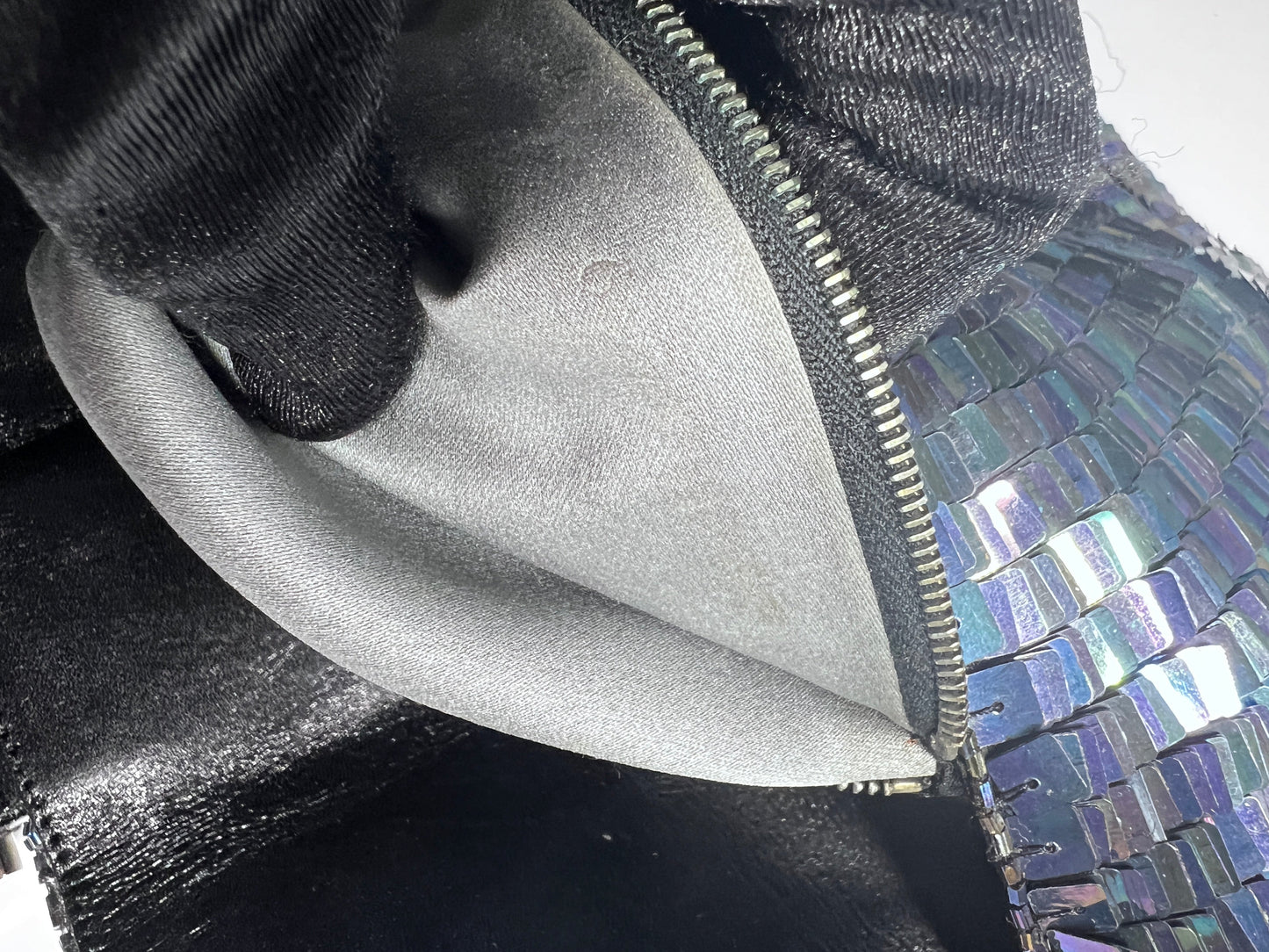 Vintage Fendi Black iridescent sequin baguette