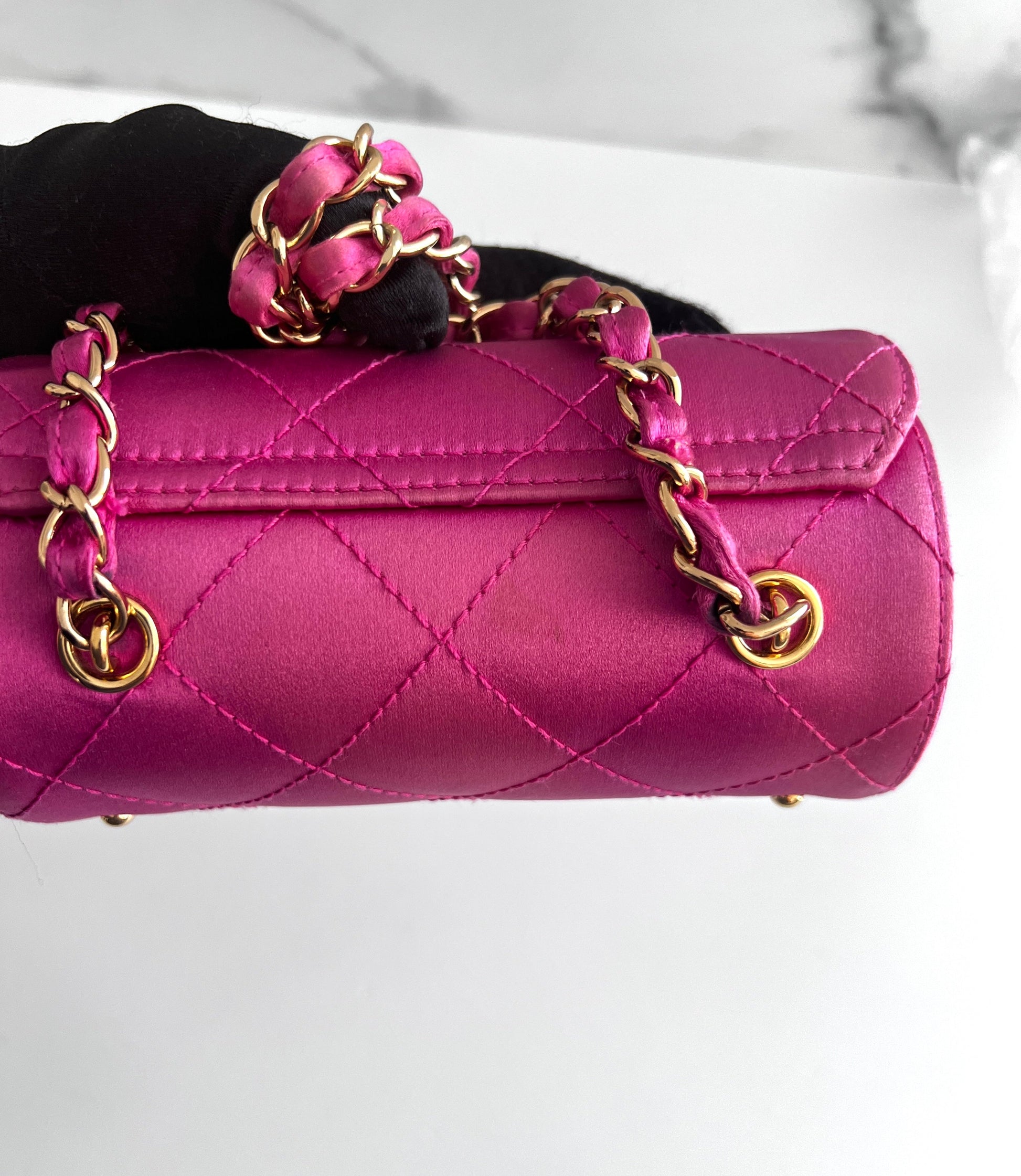 Vintage Chanel pink satin mini bag