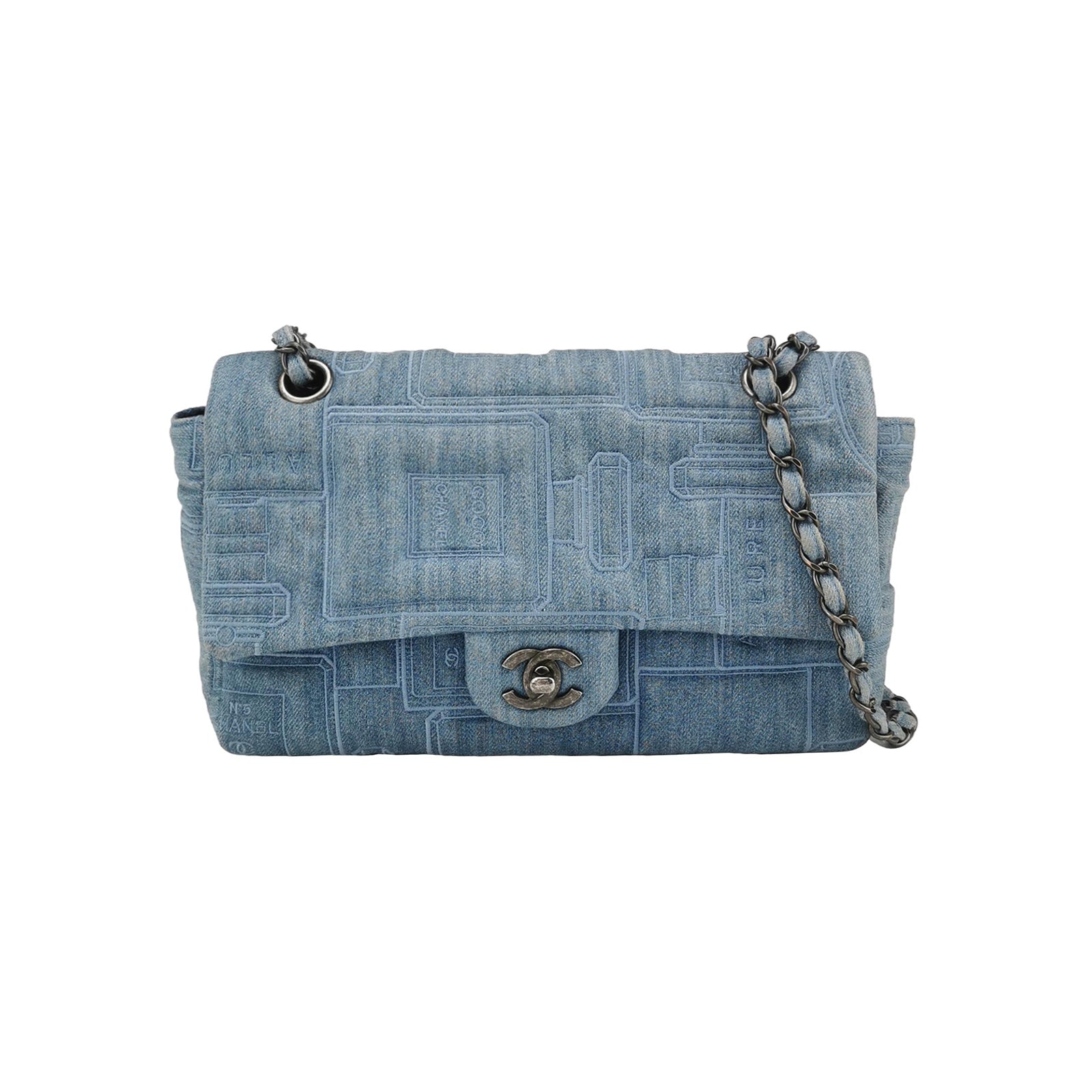 Classic Flap Seasonal limited Edition Medium Denim Logo CC turn-lock