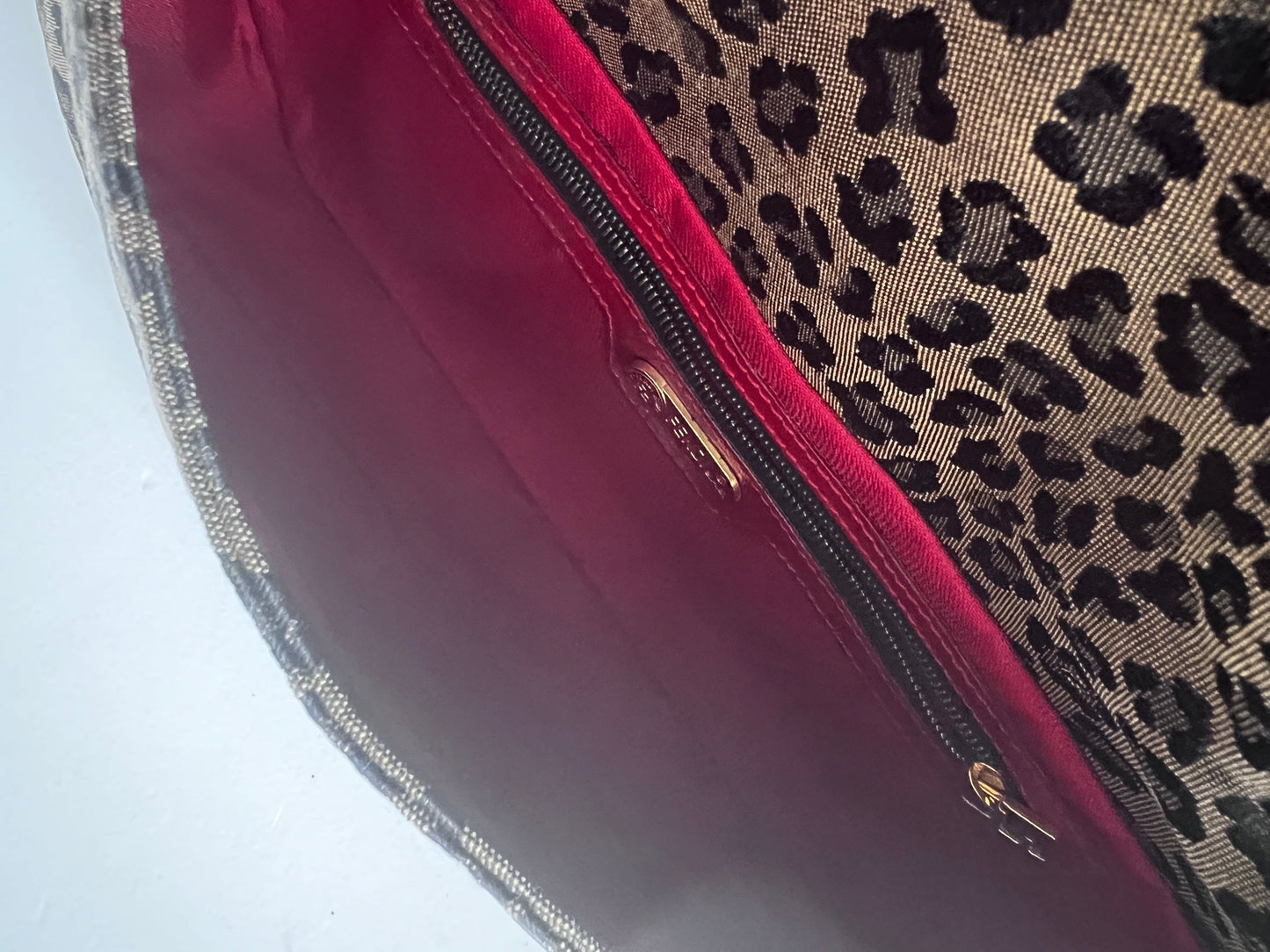 Vintage Fendi Cheetah print enamel buckle baguette