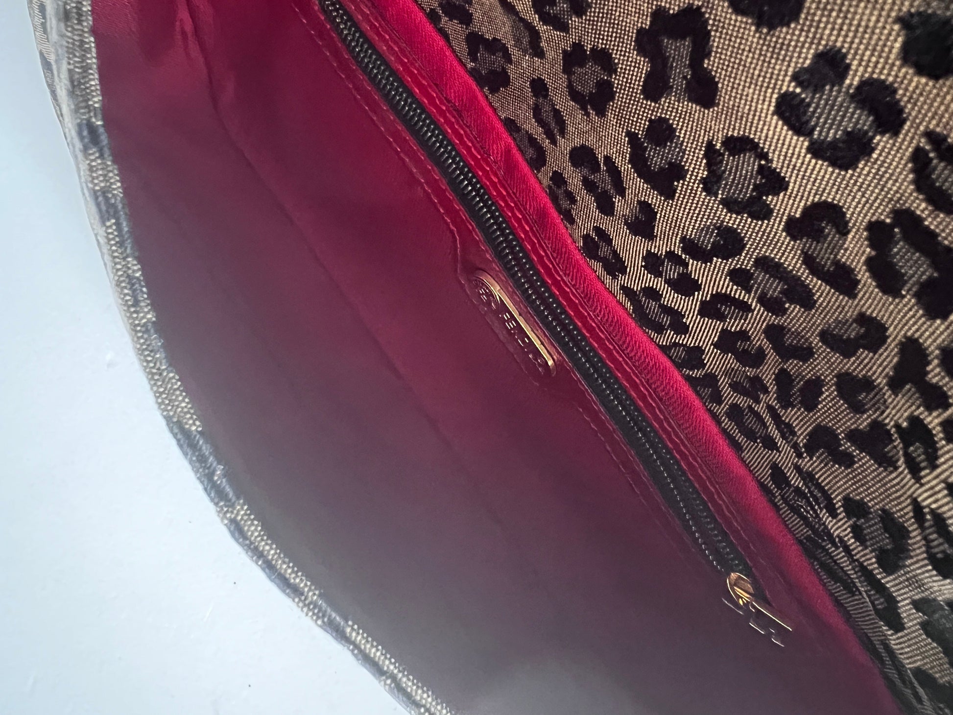 Vintage Fendi Cheetah print enamel buckle baguette