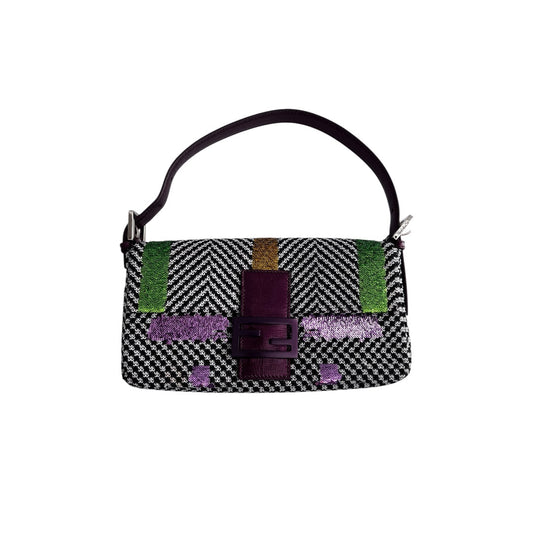 Fendi colorful sequin tweed baguette