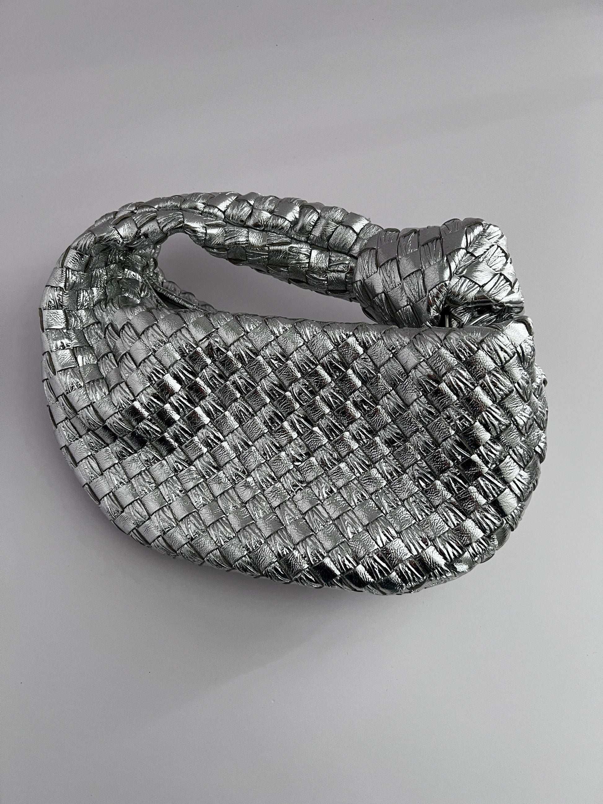 Bottega Veneta metallic silver mini Jodie