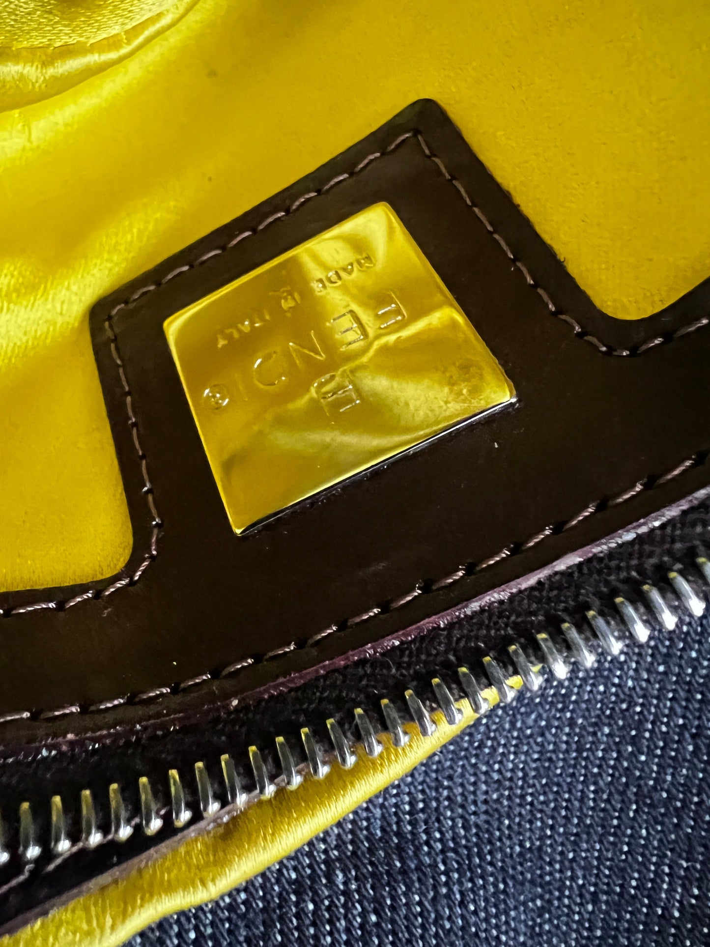 Fendi Floral Beaded Embroidered Denim Baguette