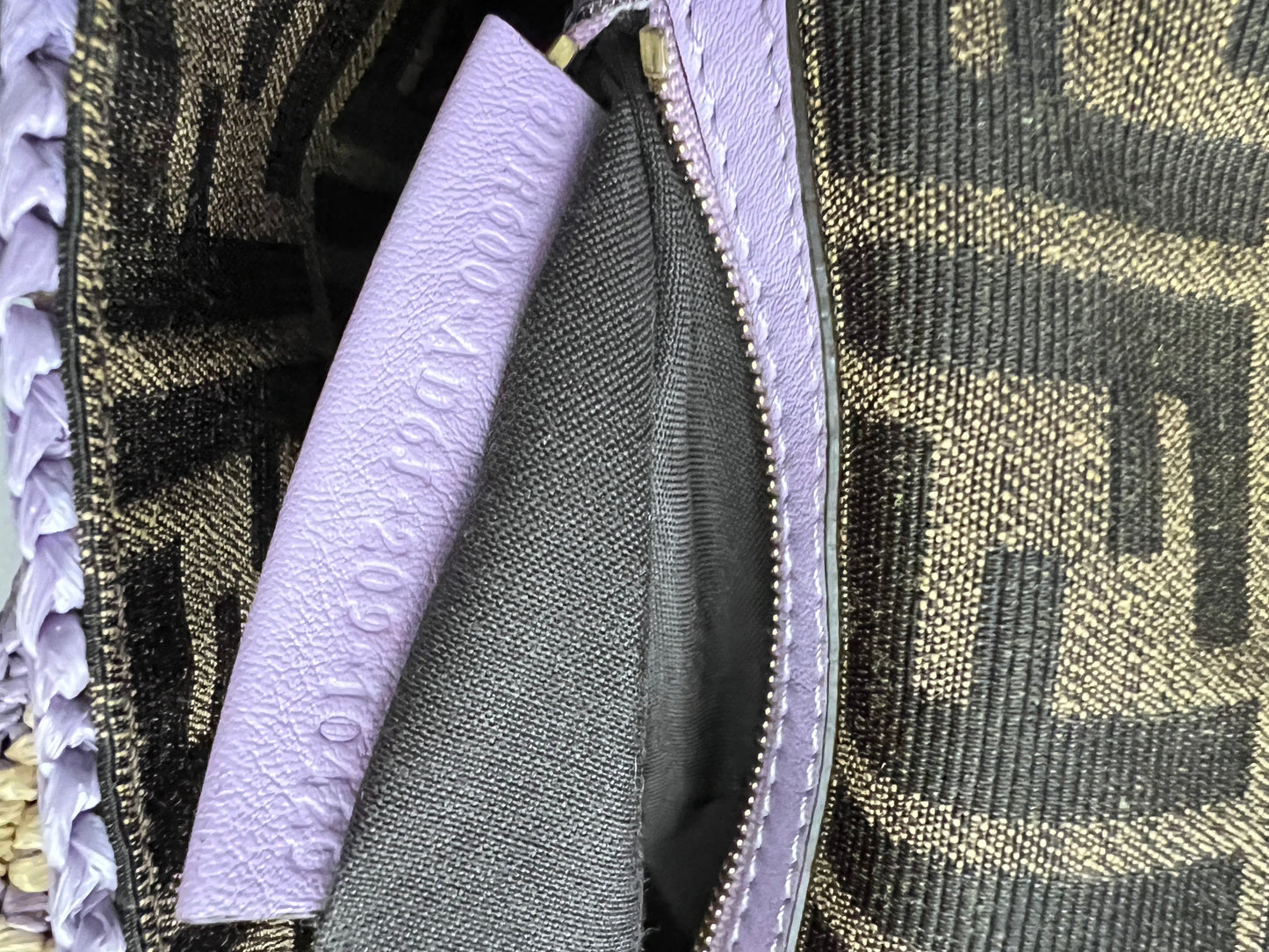Fendi violet raffia FF baguette