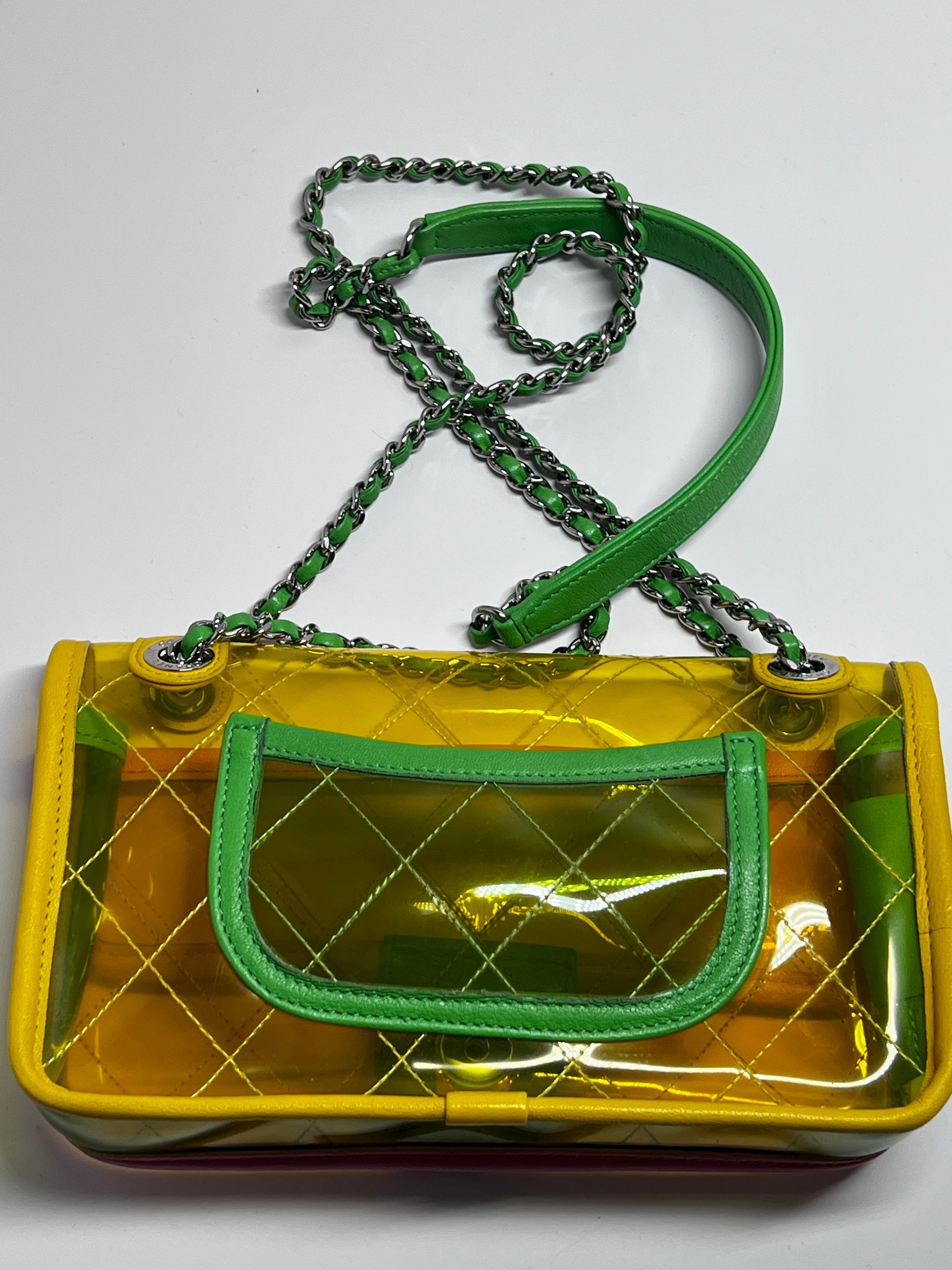 Chanel coco splash mini rectangular flap bag pink& yellow