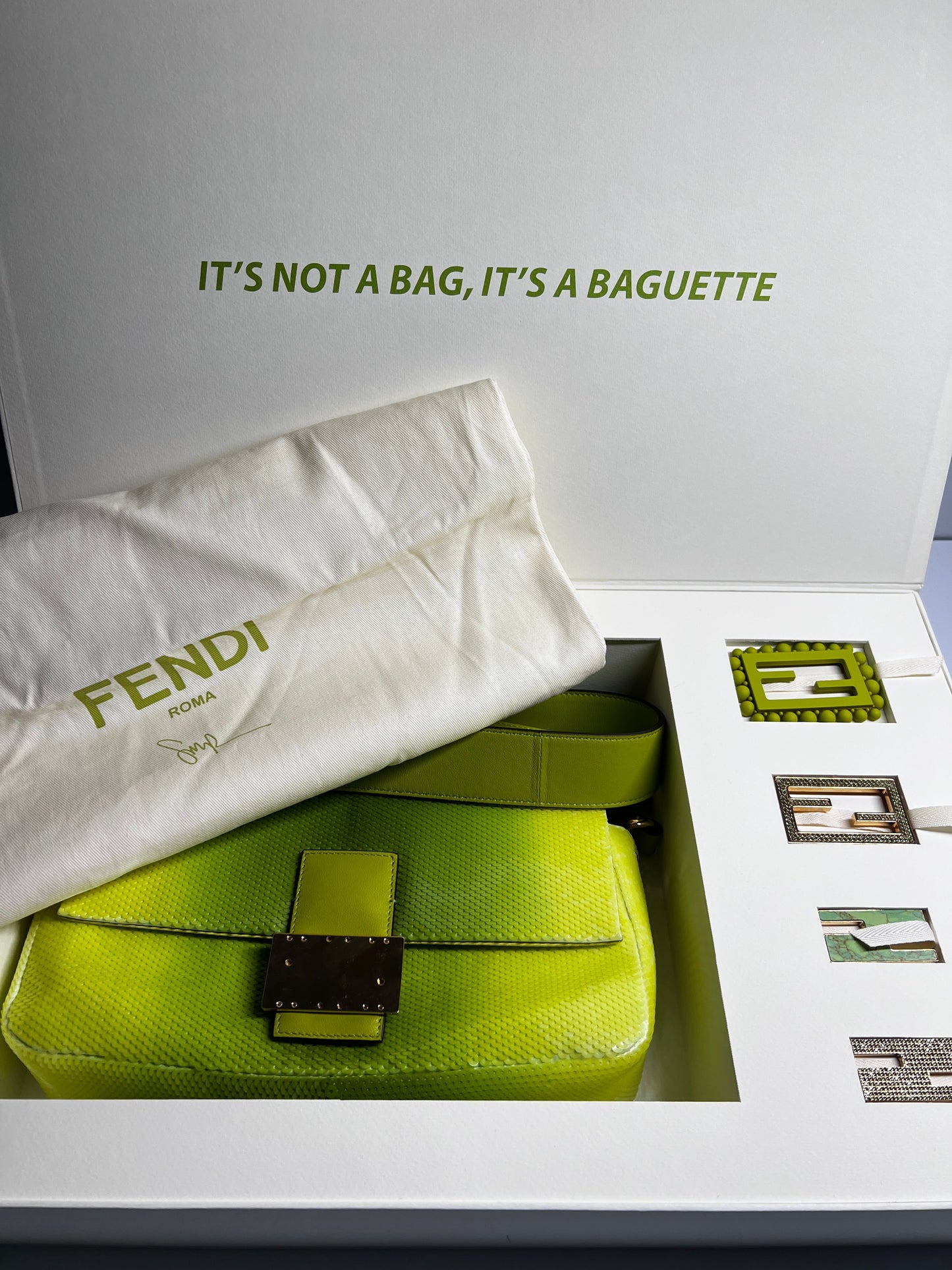 Fendi & SJP's green sequin baguette