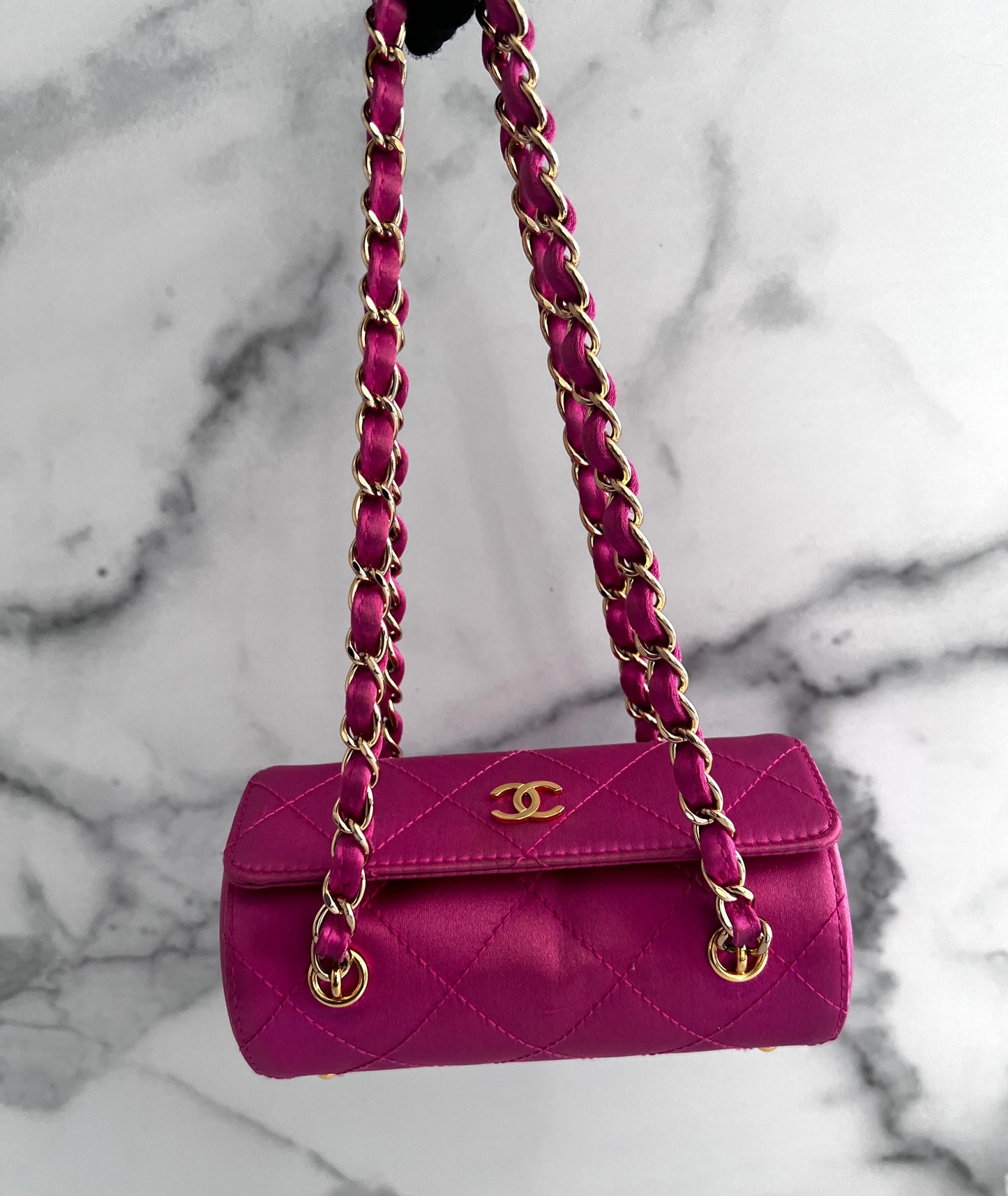 Vintage Chanel pink satin mini bag