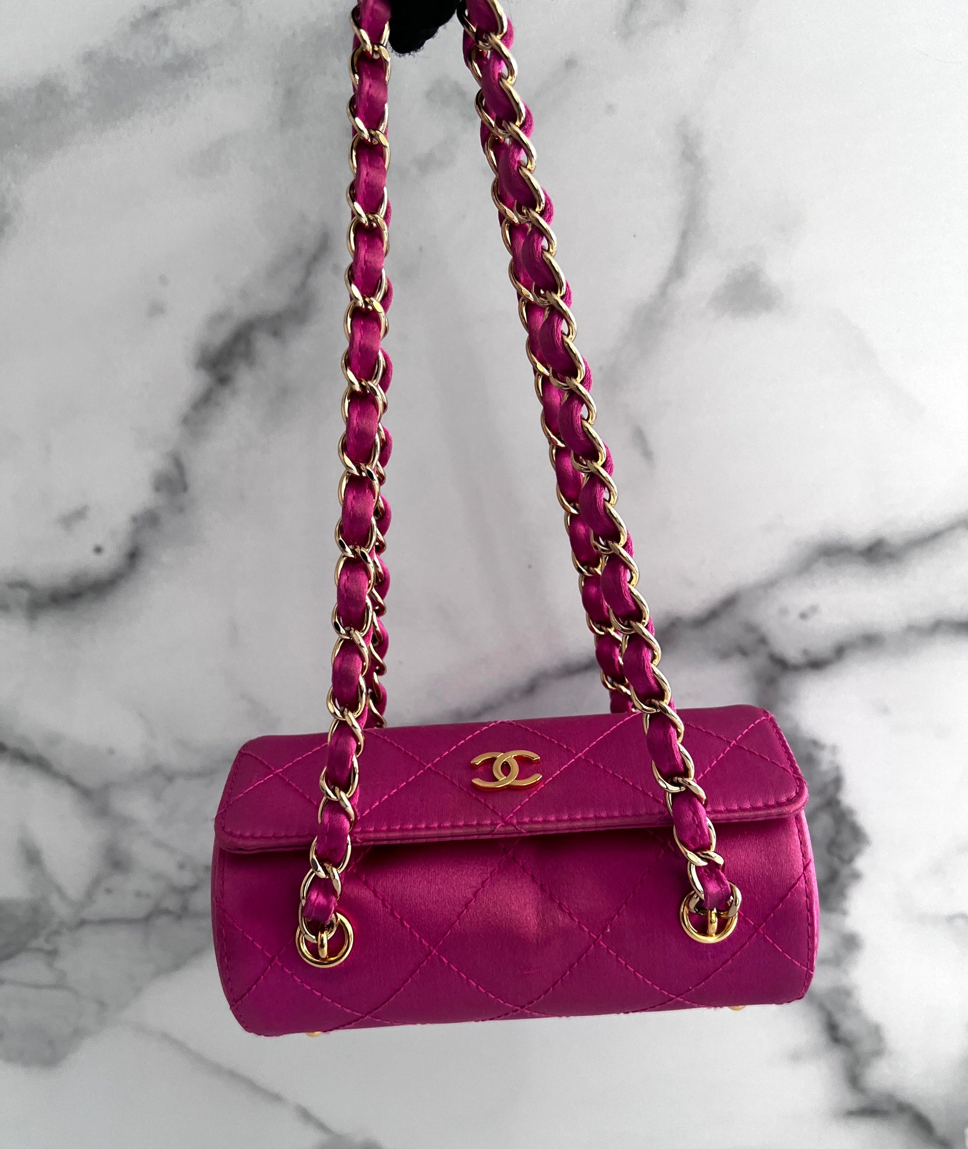 Vintage Chanel pink satin mini bag