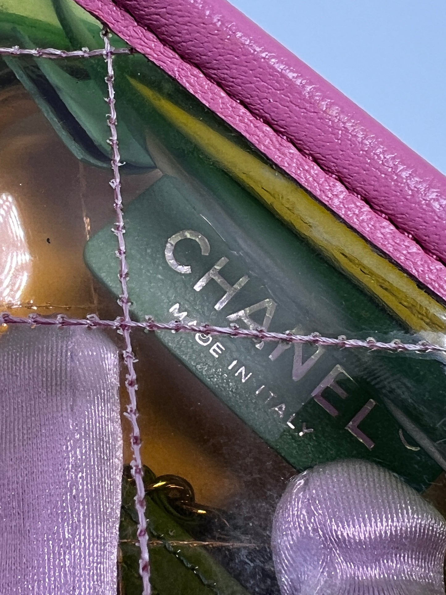 Chanel coco splash mini rectangular flap bag pink& yellow