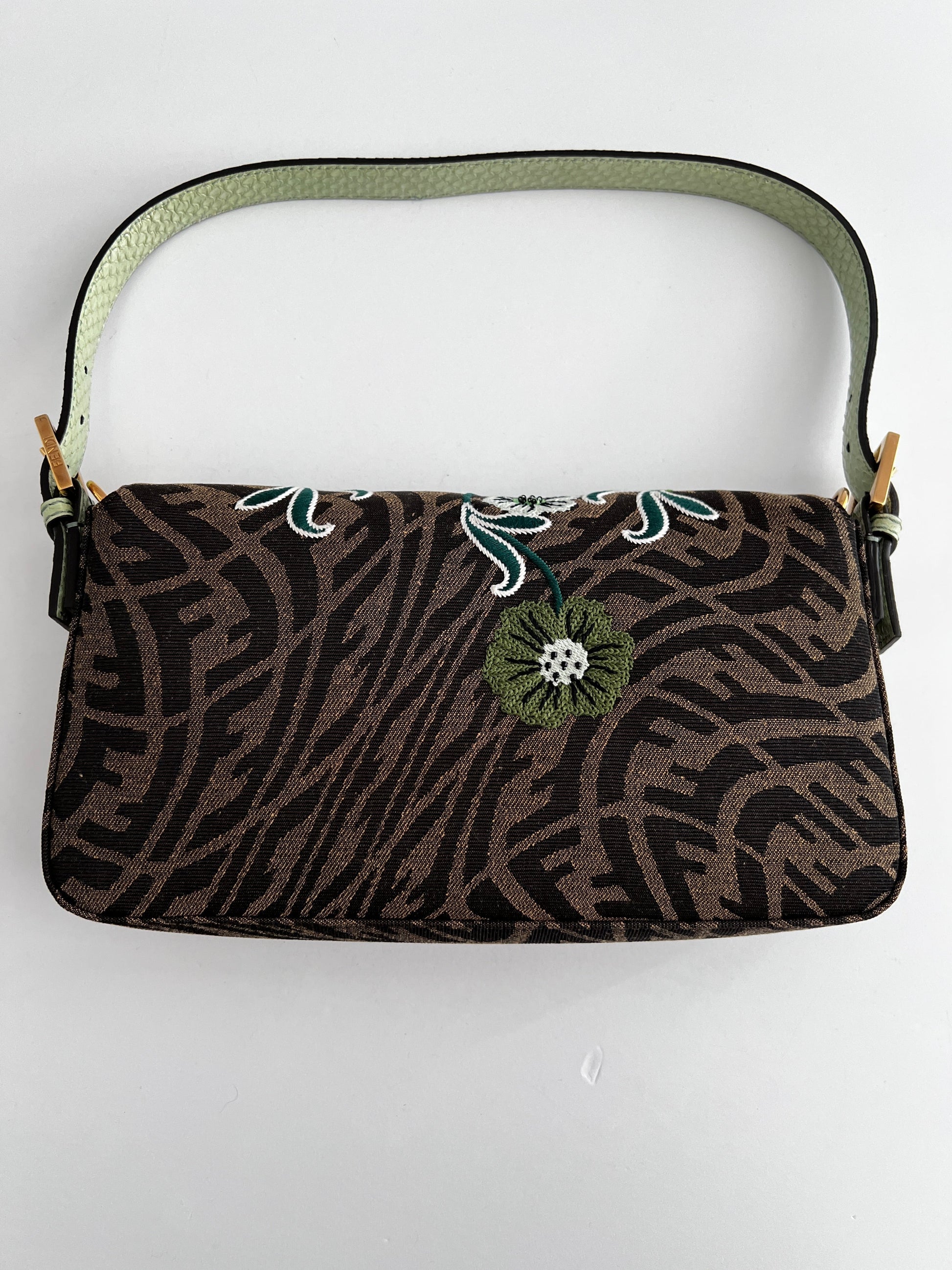 Fendi embroidered zucca baguette 1997