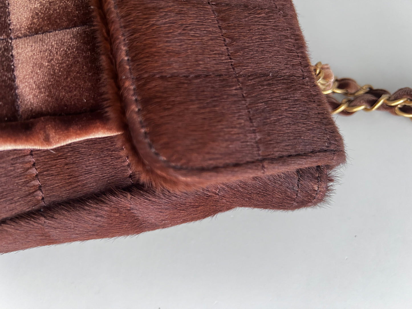 Chanel pony hair & velvet chocolate bar flap bag