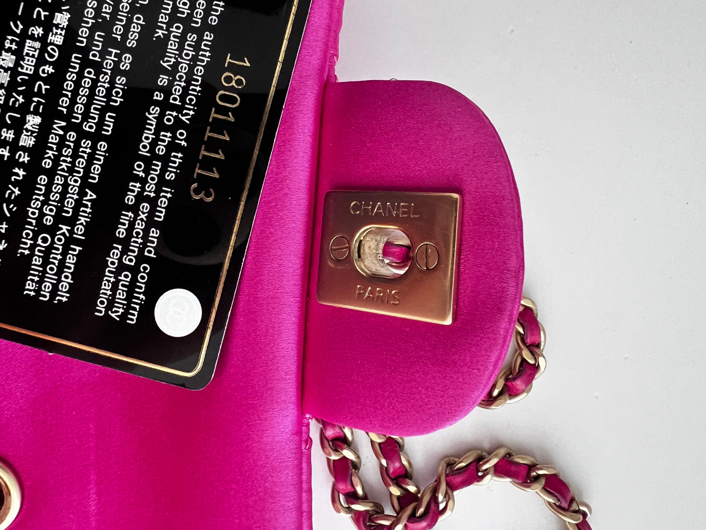 Vintage Chanel pink sequin mini flap bag