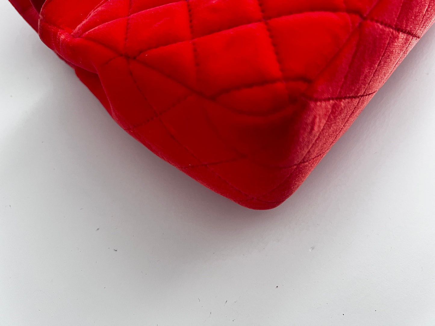 Chanel orange velvet double flap bag medium size