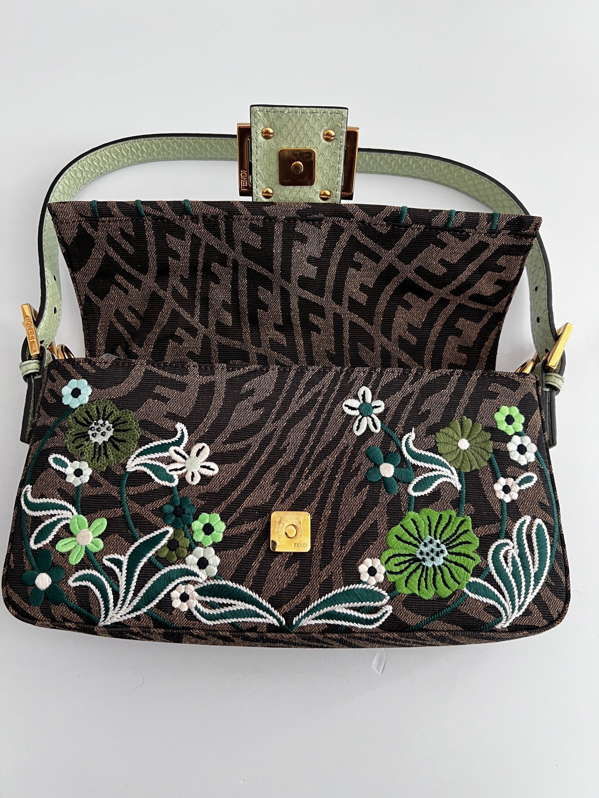 Fendi embroidered zucca baguette 1997