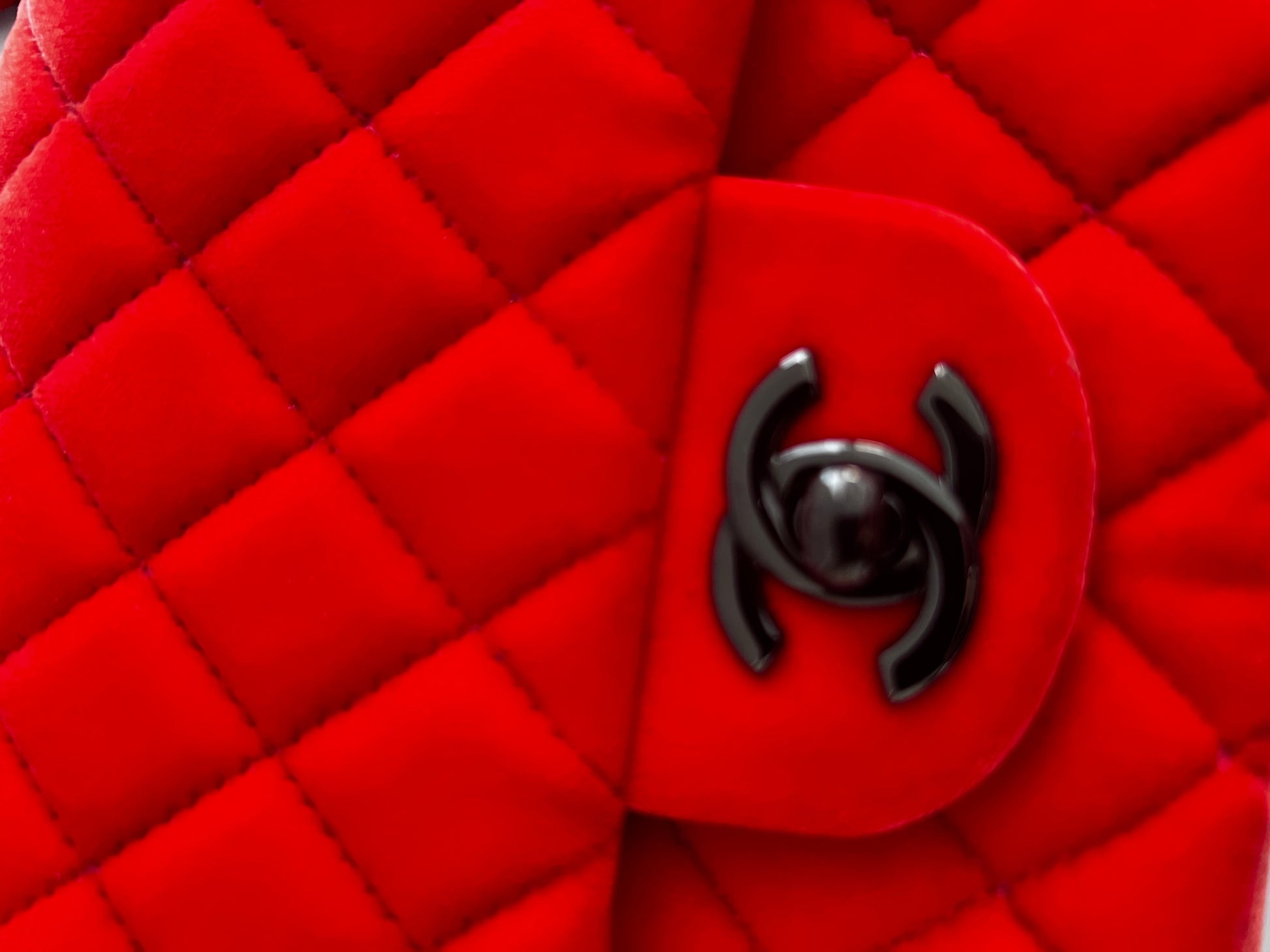 Chanel orange velvet double flap bag medium size