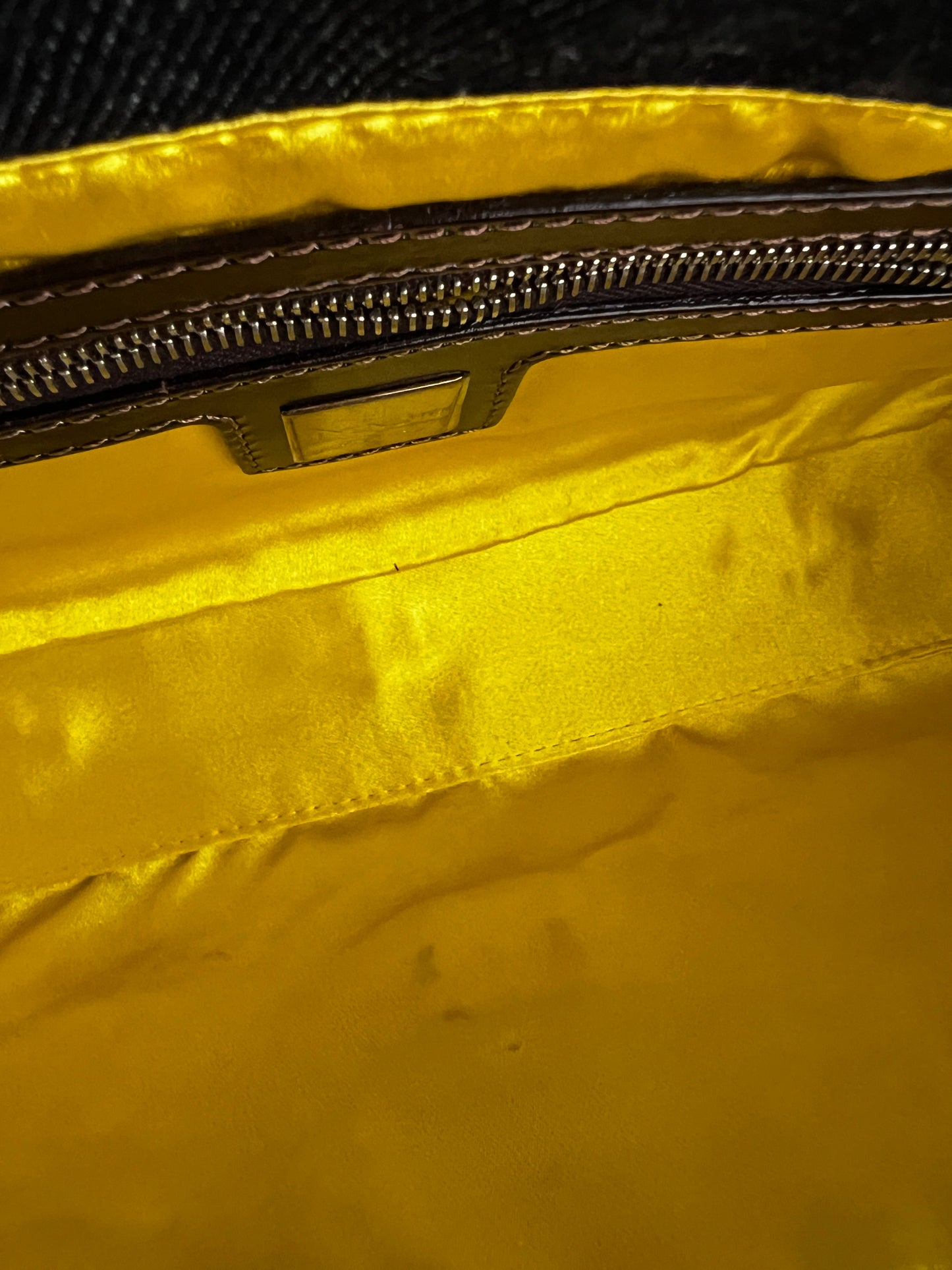 Vintage Fendi raffia raffia embroidered denim baguette