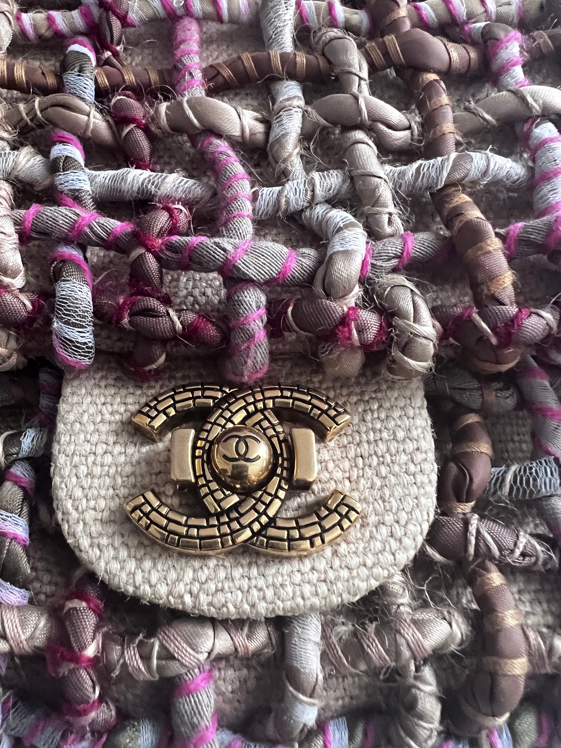 Chanel Limited Edition 2015 Dubai Resort Runway Woven Pom Pom Classic Flap Bag